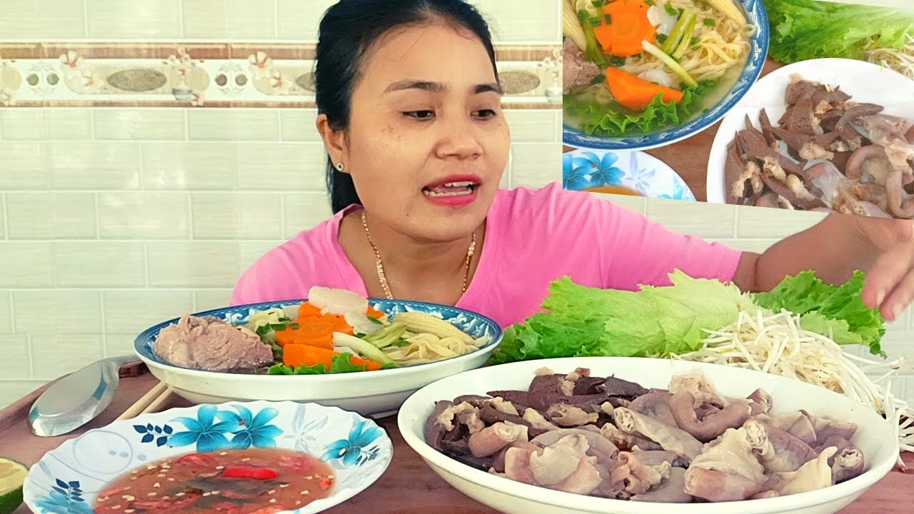 Mukbang/Ăn MÌ TƯƠI và LÒNG ,LÁ MÍA HEO cực ngon _tập 44 Eat fresh ...