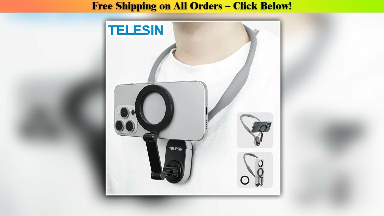 TELESIN Silicone Magnetic Neck Mount Quick Release Hold for Iphone 15 14 13 12 11 10 SAMSUNG HUAWEI