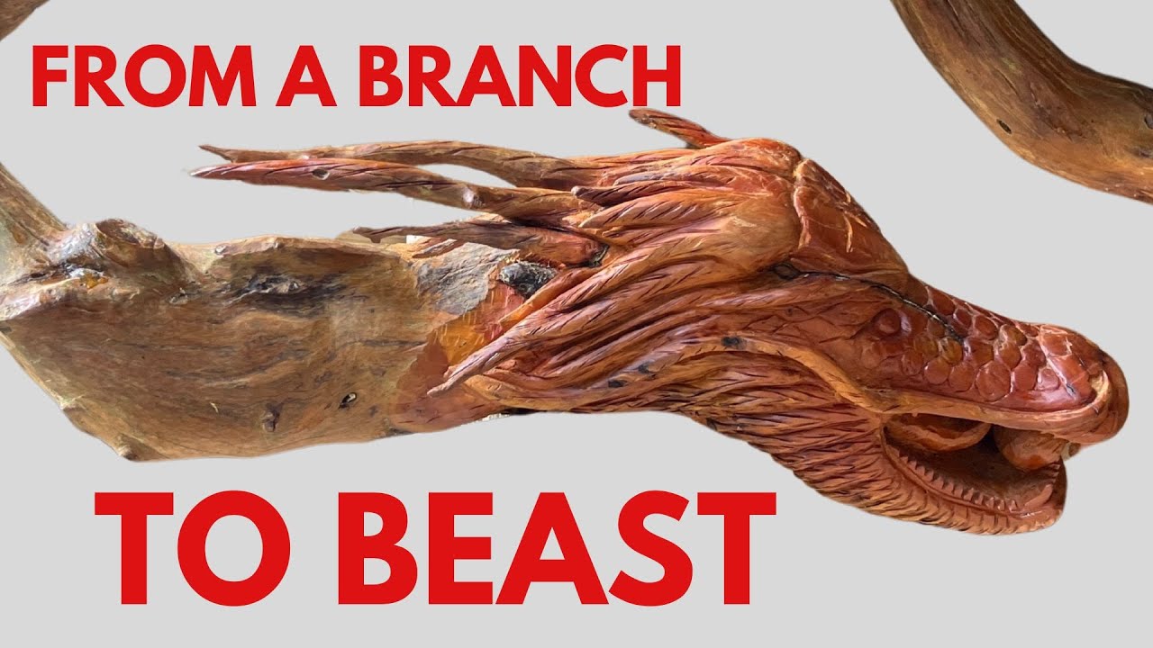 Polishing a Dragon Sculpture – Handcarved from Wild Wood