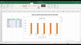 How to add the alternative text to the chart in excel