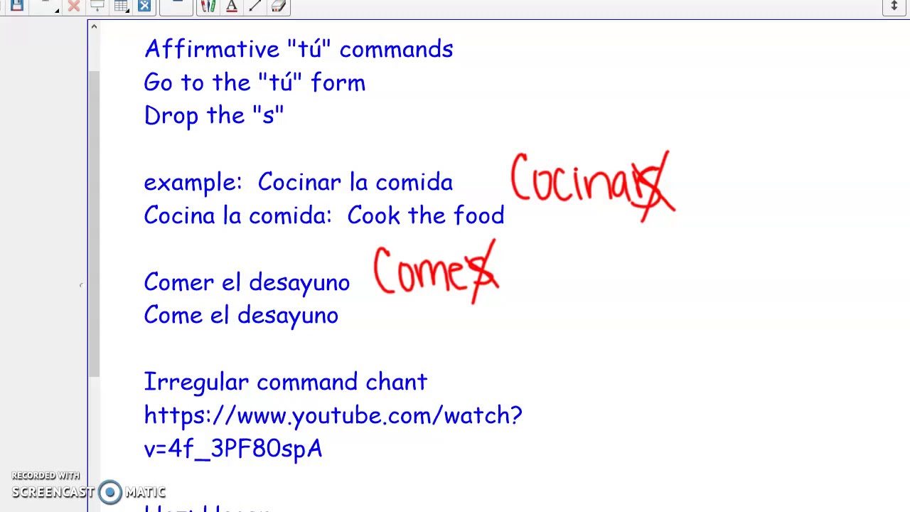 Affirmative Tú commands - YouTube