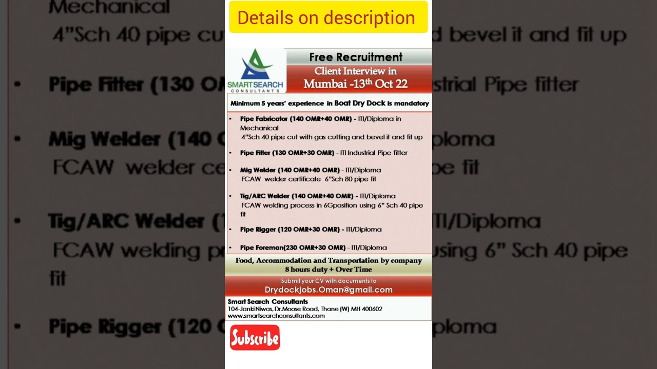 Hiring for a leading Drydock in Oman free recruitment