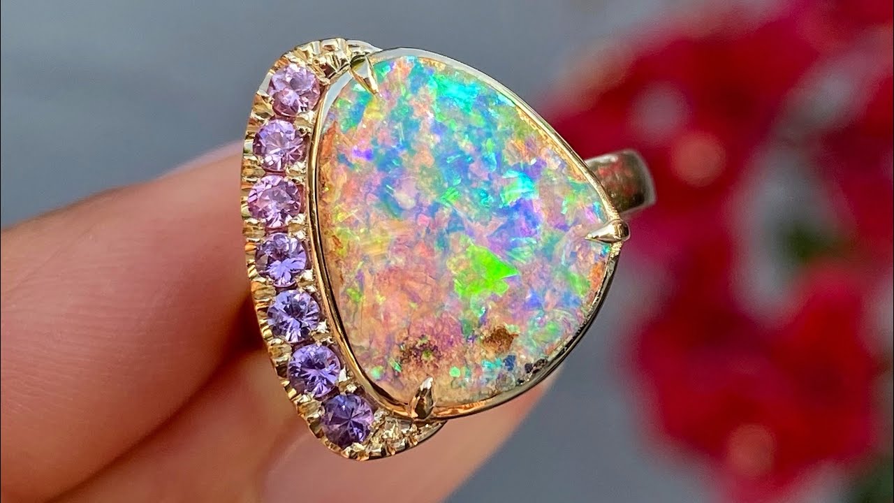 Calliope Sapphire and Boulder Opal Ring by NIXIN Jewelry