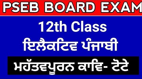 Pseb 12th class Elective Punjabi final paper 2023,Pseb 12th class Elective Punjabi Paper,kav tote