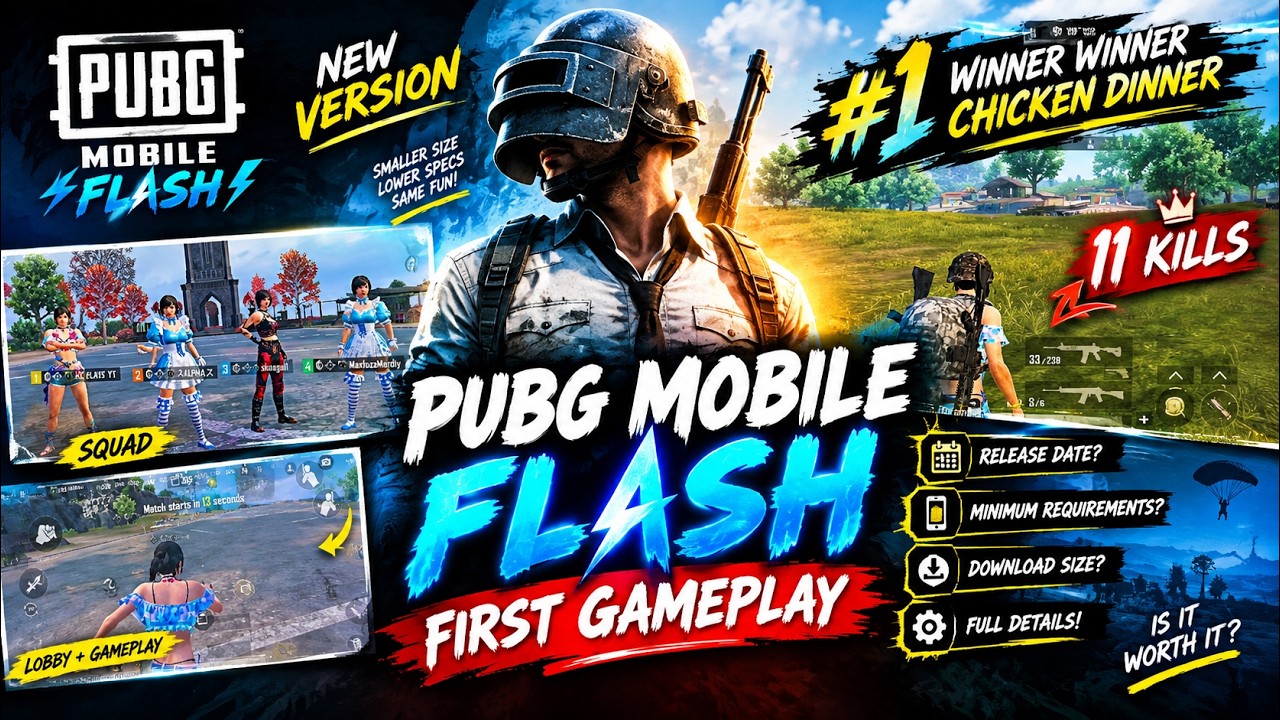 PUBG MOBILE FLASH FIRST GAMEPLAY 🔥 11 KILLS + CHICKEN DINNER!#1 - YouTube