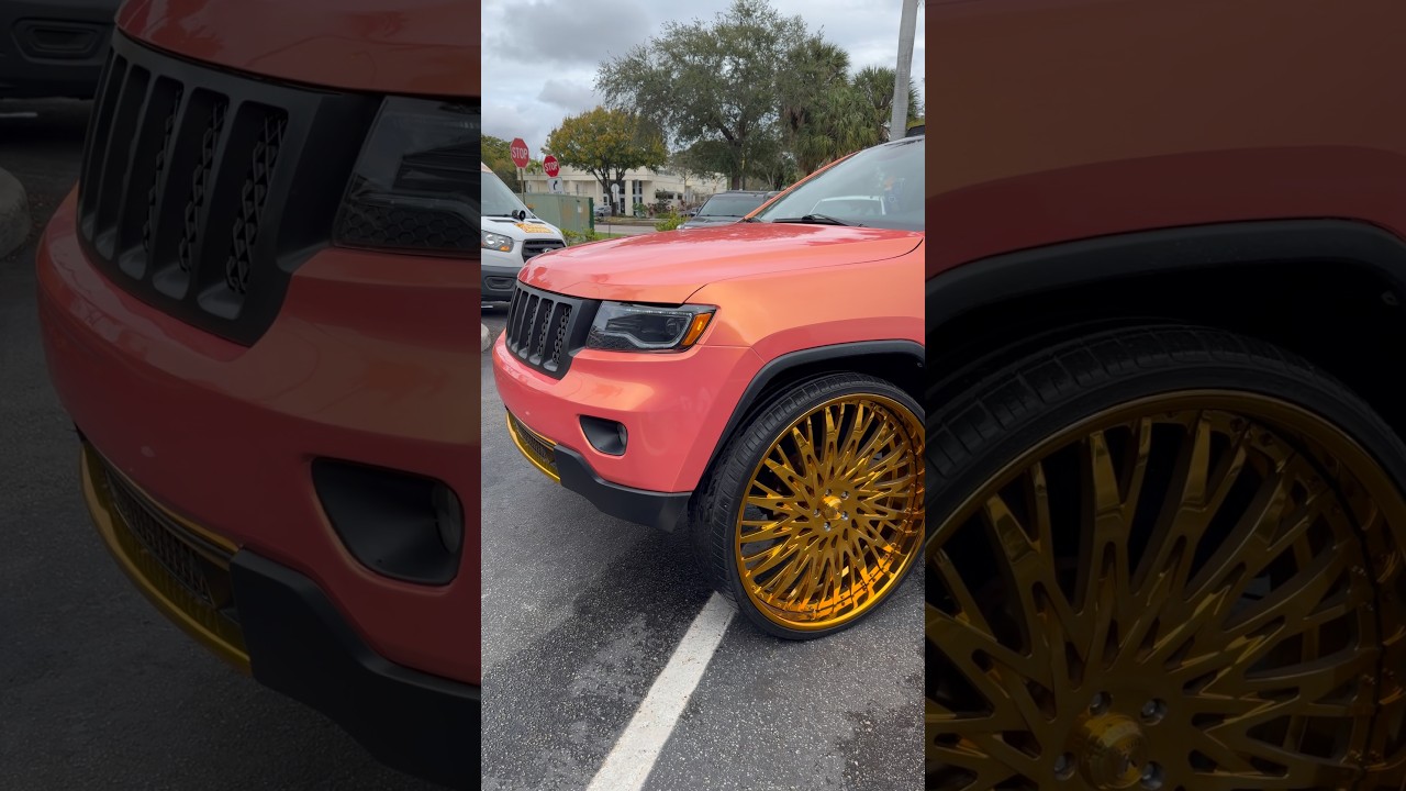 Jeep Grand Cherokee персикового цвета на золотистых 30-дюймовых дисках от C2C Customs