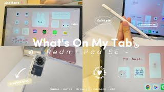 What’s On My Tab 💭 | Redmi Pad SE🌷: Simple & cute setup, gaming, drawing, note, etc 🎨🎀 | Indonesia
