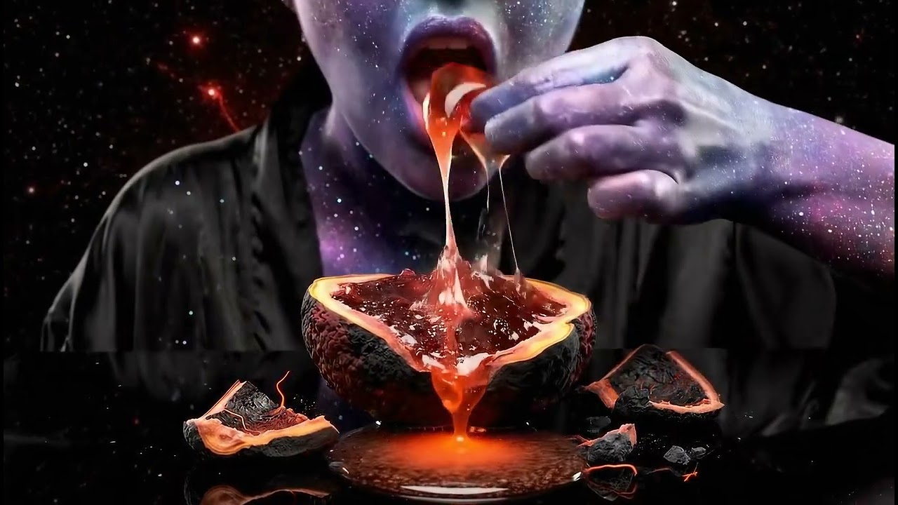 celestial being eating molten lava fruit ASMR 