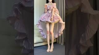 🌹Purple [Moon-White &amp; Star-Purple × First Spirit Twins Series] Ruffled Gorgeous Sweet Lolita Dress