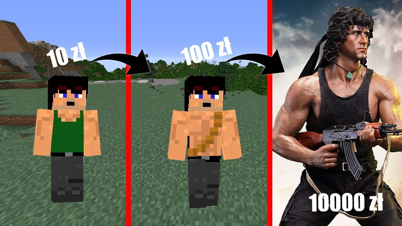 JOHN RAMBO ZA 10ZŁ VS 100ZŁ VS 10.000ZŁ [Minecraft] - YouTube