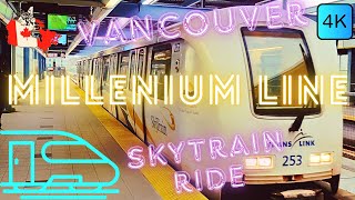 VANCOUVER, CANADA  – SKY TRAIN – MILLENIUM LINE – 4K RIDE