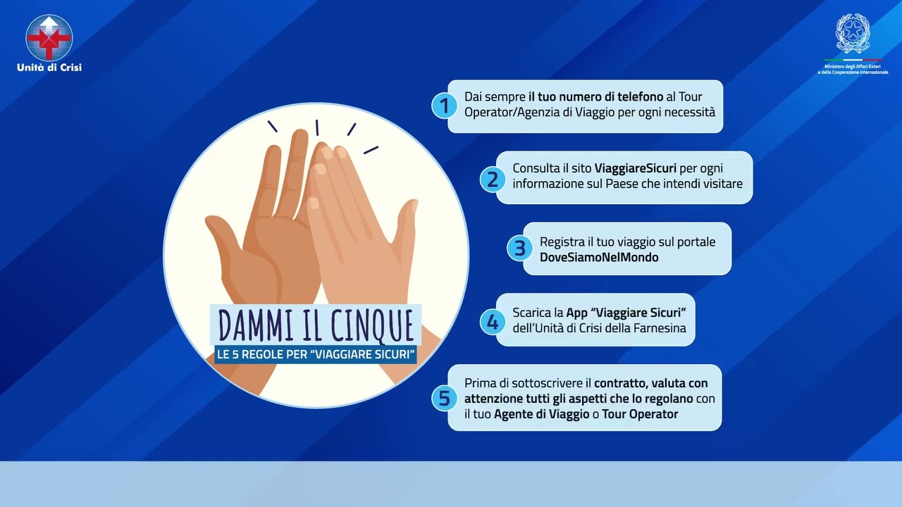 Dammi il cinque - 5 regole per viaggiare sicuri!