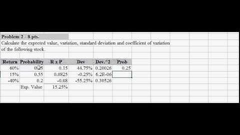 Exp  Value and Standard Deviation of a stock