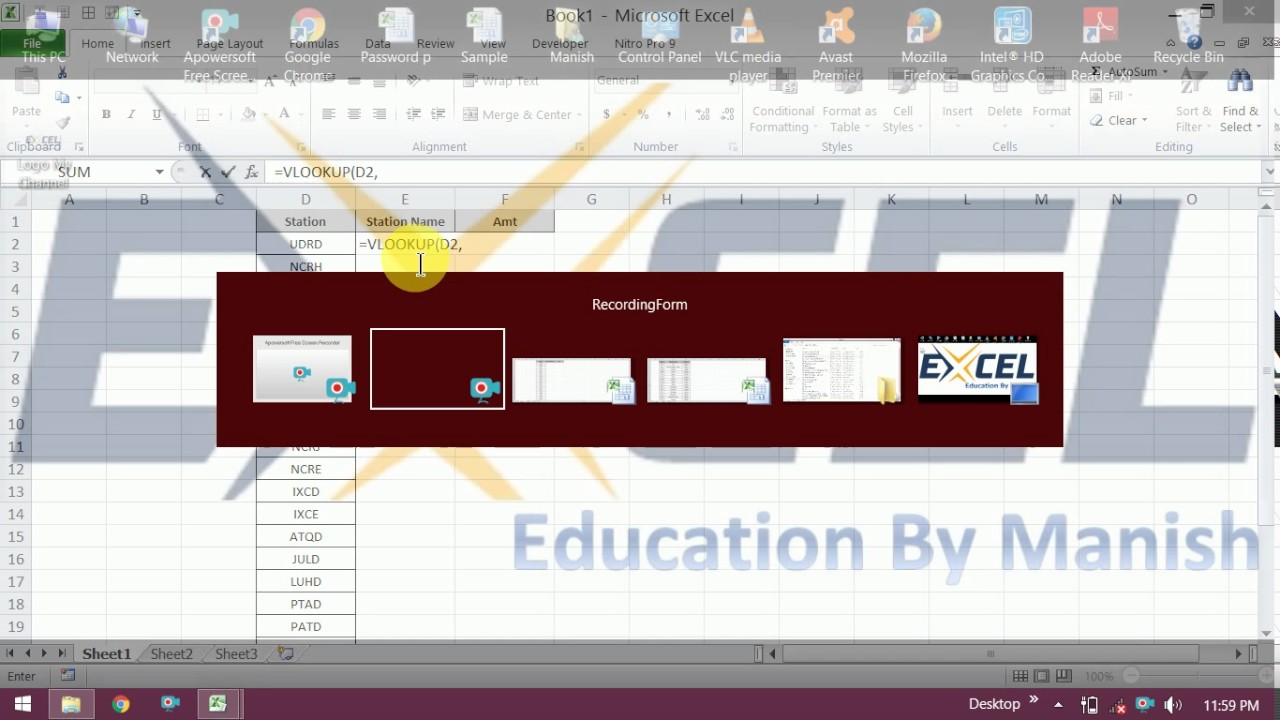 Vlookup Basic Microsoft Excel Education - YouTube