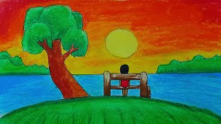 Tek Başına Oturan Kadın Manzarası Çizimi (Kolay) - Manzara Çizimleri