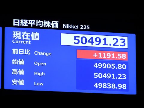 東京株、初の５万円台 米株高、米中対立緩和を好感