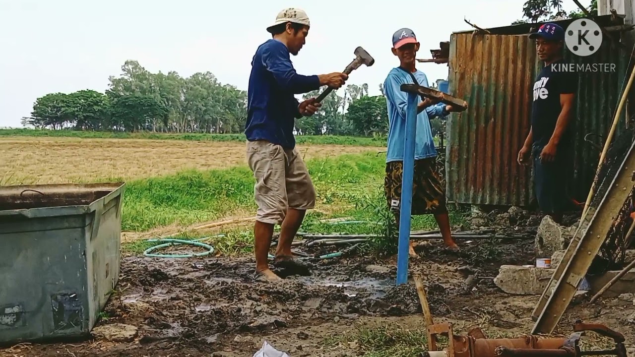 How to do Manual drilling. Installation of manual pump with gasoline motor pump