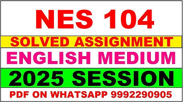 NES 104 solved assignment 2025 in English || NES 104 solved assignment 2025 || ignou NES104 2025