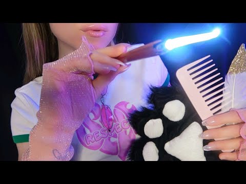 ASMR Close Up Triggers and Words Whispering in Three Languages (English, German, Russian)