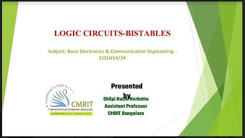 VTU Basic Electronics and Communication 21ELN14/24 Lecture 6 Bistables