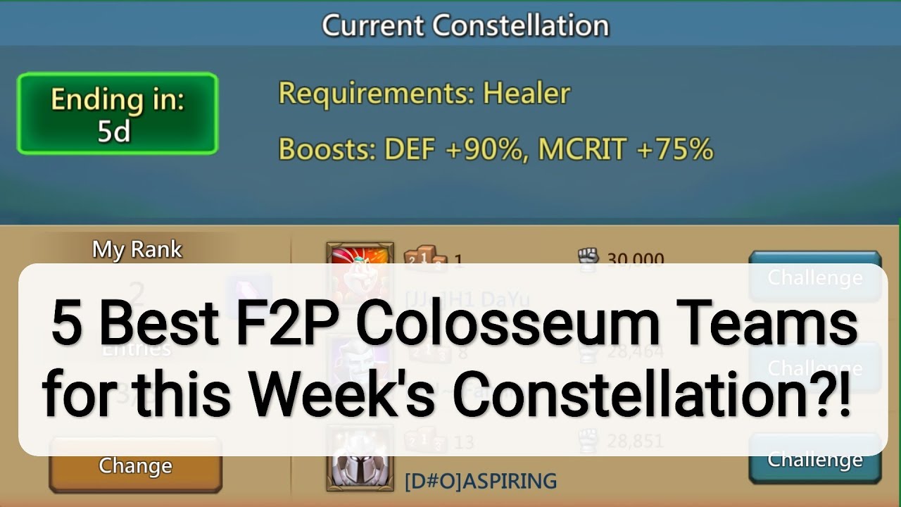 Lords mobile - 5 Best F2P Colosseum Teams for this week?!