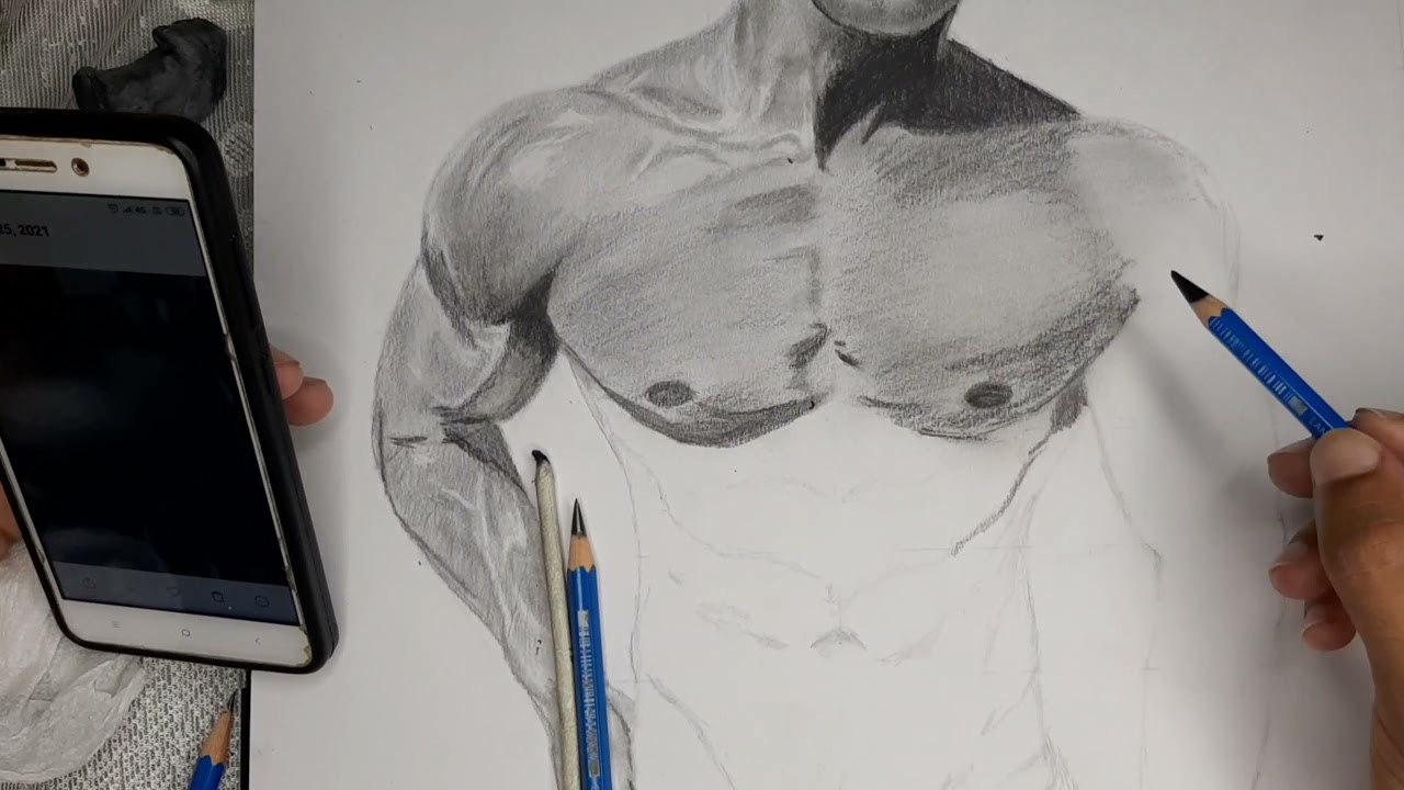 How to draw abs) Male Manga Body Tutorial /six pack body drawing - YouTube