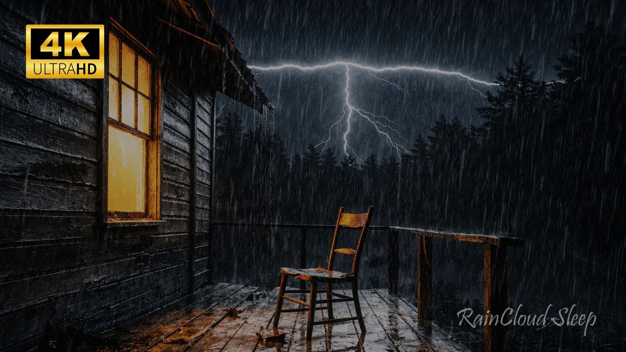 DEEP RUMBLING THUNDERSTORM (10 Hours) | Heavy Rain Sounds for Deep Sleep, Study, Relaxation