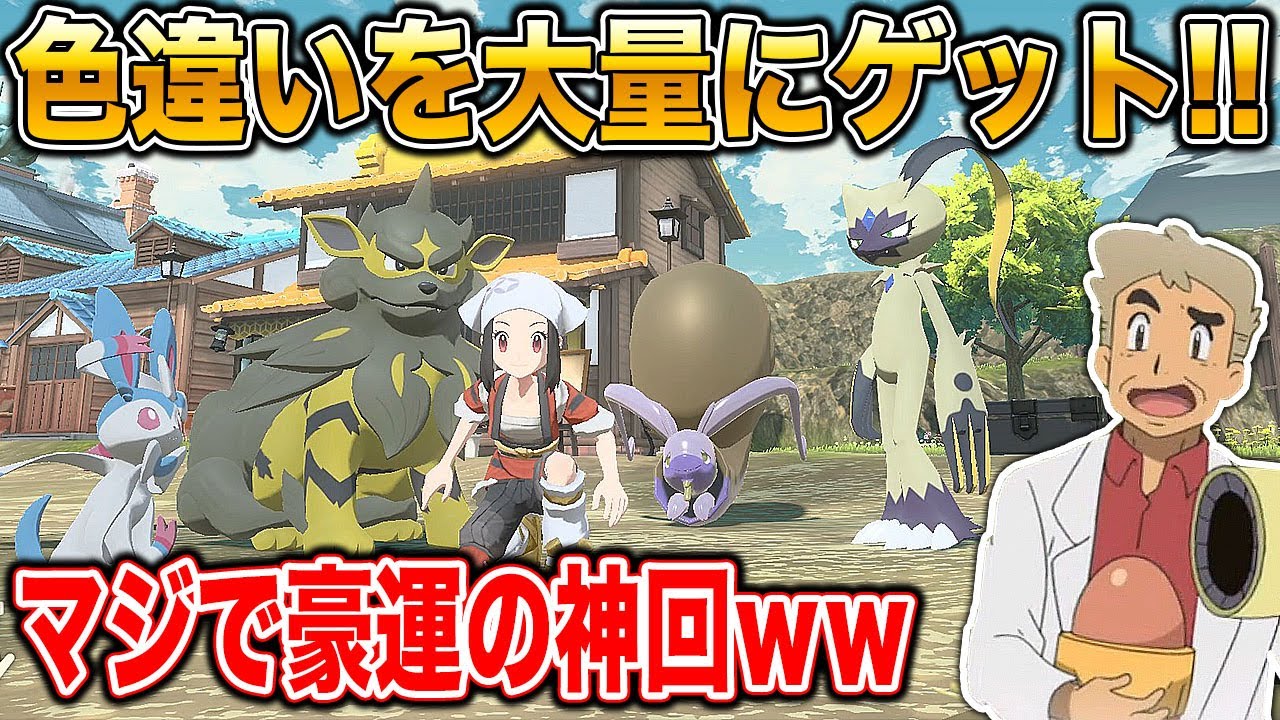 Pokemon Legends アルセウス 色違いのポケモンを大量にゲットするマジで神回がヤバすぎたｗｗ口の悪いオーキド博士の実況 ポケモン ようつべゲーム速報