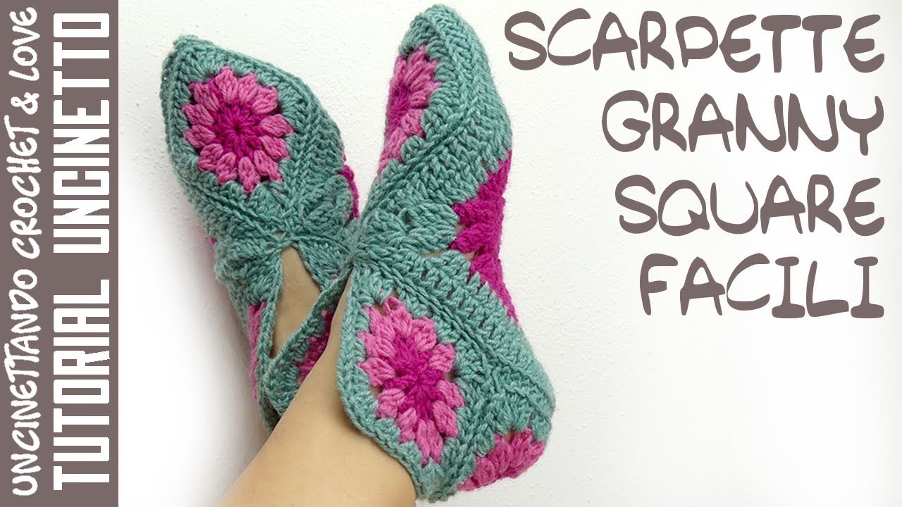 Tutorial Scarpette Granny Square Facili (sub. english y español)