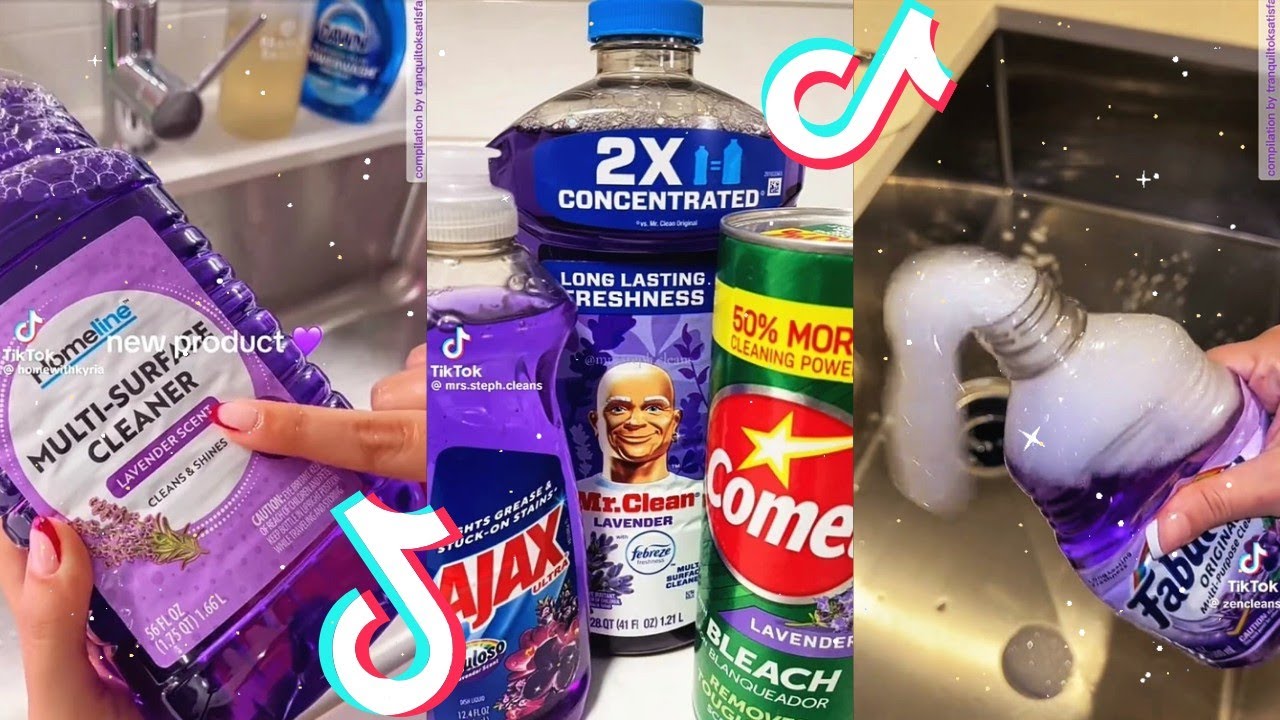 2H+ Lavander🪻 Products Satisfying Sudsy Scrubbing Cleaning and Mopping🧼 ASMR 🔊TikTok Compilation✨