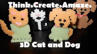 3D Perler Bead Dog and Cat