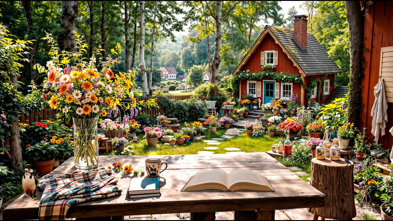 Village Porch-Library with Nature Sounds: Birdsong, Gentle Breeze & Pleasant Rustling of Pages