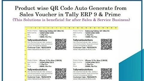 Product QR Code Label Create from Sales Voucher in Tally Prime | Tallywebsolutions