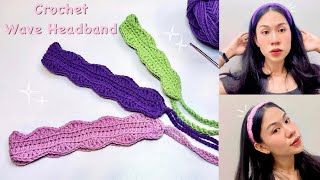 Easy Crochet Simple Wave Headband Tutorial | Crochet Hair Ribbon DIY