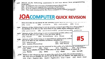 JOA (IT) COMPUTER QUICK REVISION ||  COMPUTER IMPORTANT MCQ