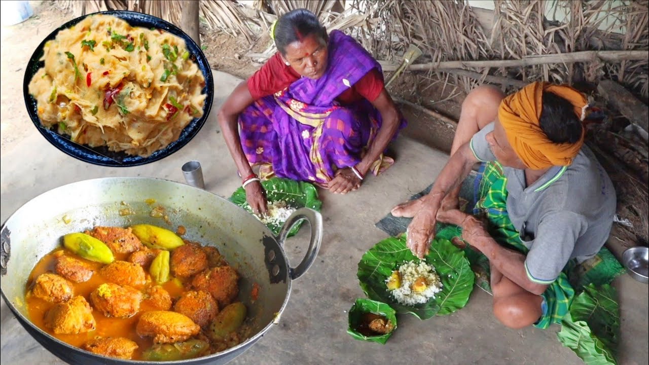 Fish Egg Curry with Vegetables and Kochu Vorta: Cooking and Enjoying with a Santali Elderly Couple