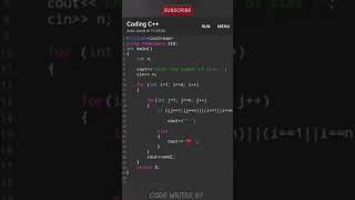 Best C++ pattern program tutorial video || 💯🧠| #shorts #shortvideo | #programming #codewriter07