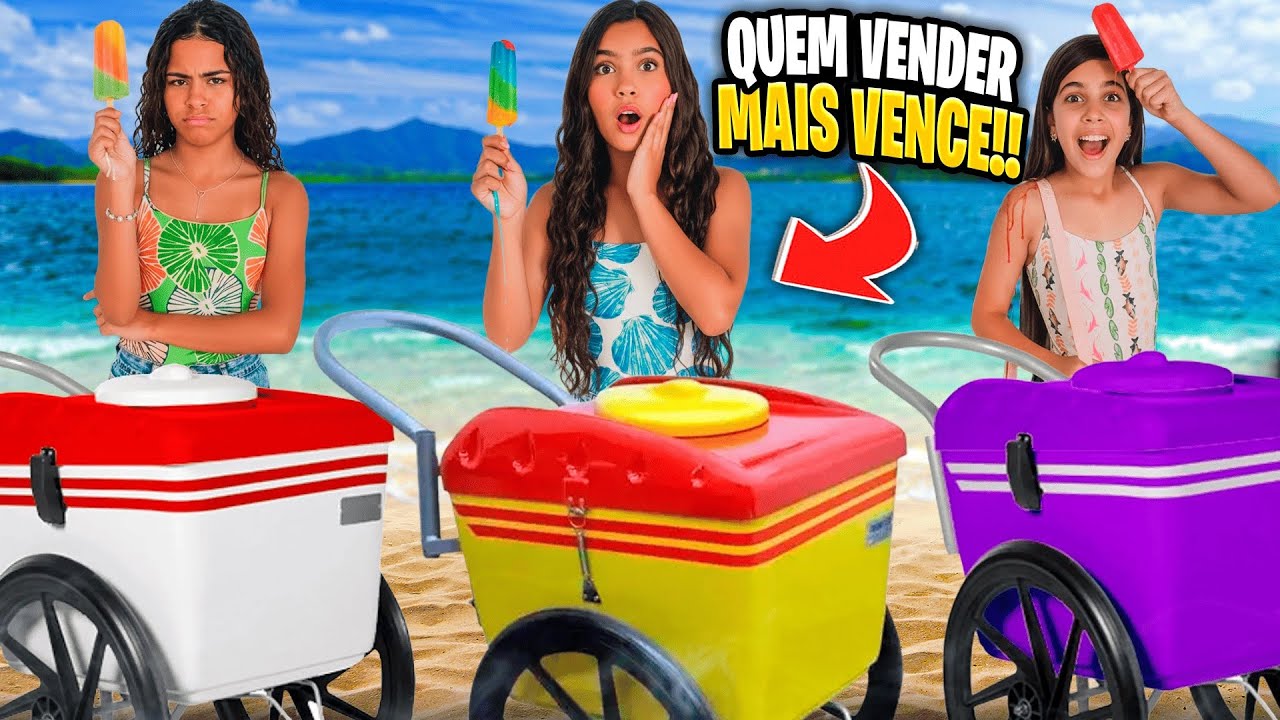 DESAFIO PRA ELAS: QUEM VENDER MAIS PICOLÉ NA PRAIA VENCE !!! *pra quem é sua torcida ?