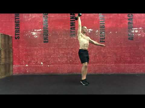 One arm overhead dumbbell reverse lunge: contralateral