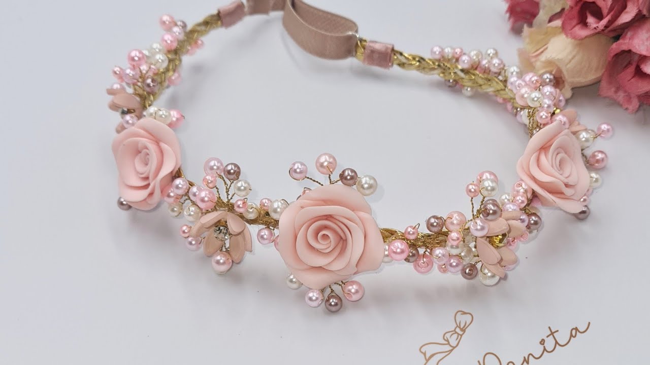 Tiara de pérolas toda no cabelo de anjo - headband baby Parte 1