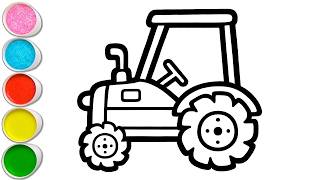 How To Draw a Cute Tractor 🚜 Drawing | Tractor Drawing for Kids | Rainbow Tractor Drawing | Tractor