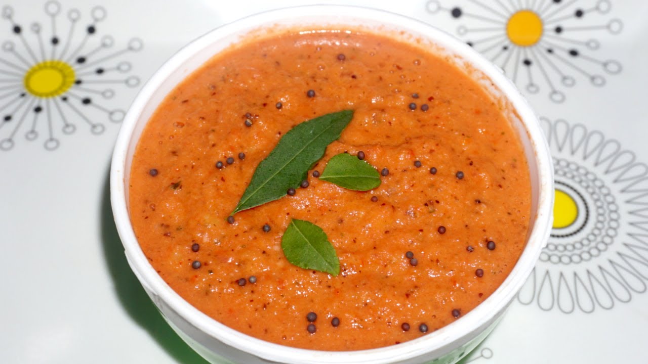 Red chutney for masala dosa Onion Tomato Chutney Recipe for idli dosa