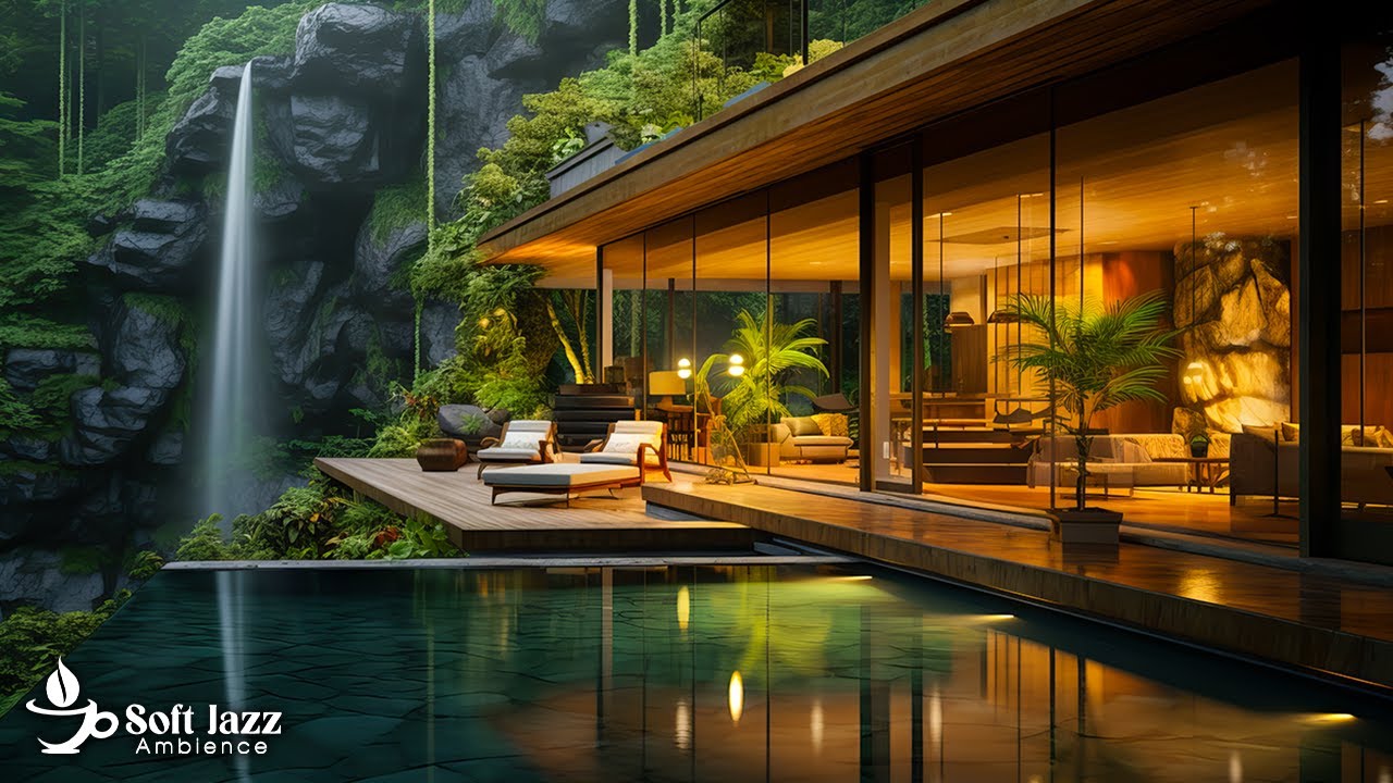 Мягкое Джазовое Фортепиано В Цвете Водопад | Гладкий Джаз Для Релаксации Без Стресса | Осенний Во...