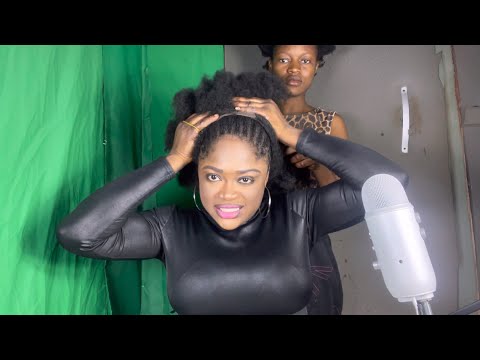 ASMR✨MY COUSIN SCRATCHES AND APPLY HAIR TREATMENT BETWEEN MY SCALP, WITH GUM CRACKING SOUND.