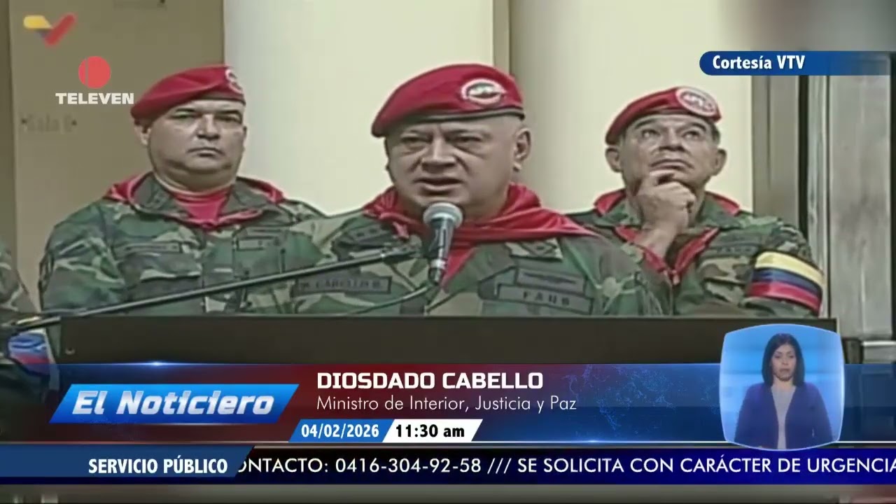 Cabello llamó a la FANB a mantenerse unida – El Noticiero emisión meridiana 04/02/26