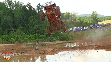 THE MOST INSANE MEGA TRUCK AIR AND CRASH AT WEST GEORGIA MUD PARK EVER! RANDY PRIEST MUD STICK