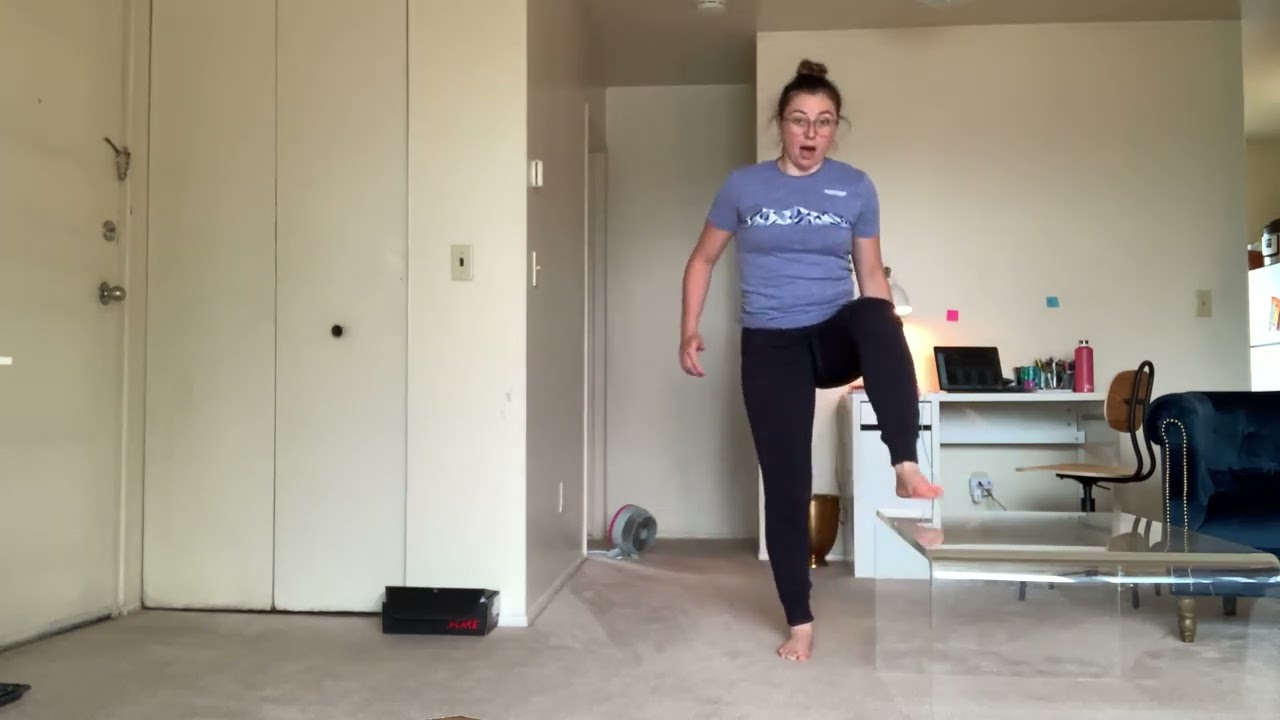 Drop Lunge with step up and knee drive