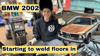FINALLY starting to weld the floors in my BMW 2002!