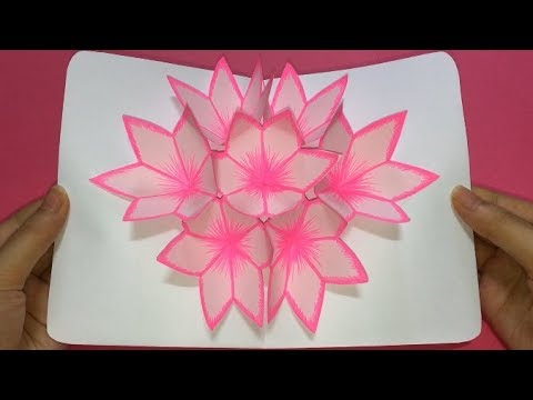 DIY 3D Flower Pop Up Card - Easy Paper Crafts - Handmade craft - YouTube