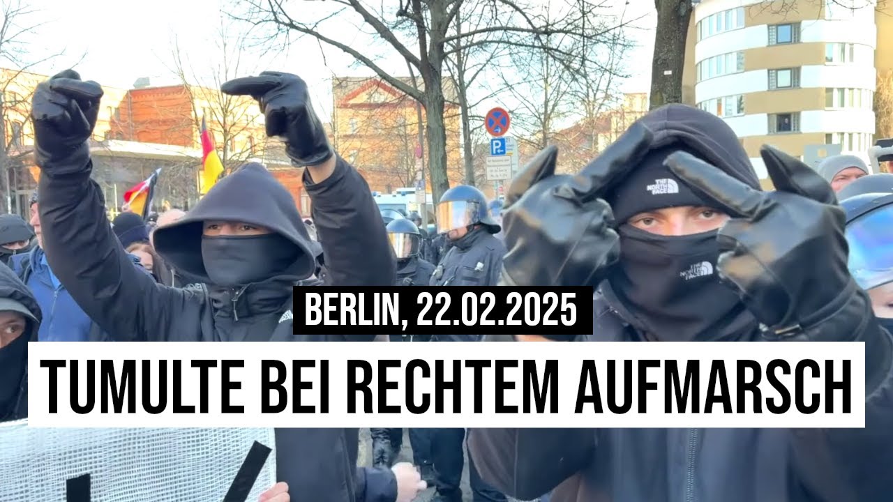 22.02.2025 Berlin Antifa attackiert Neonazi-Demo von Ferhat Sentürk ...